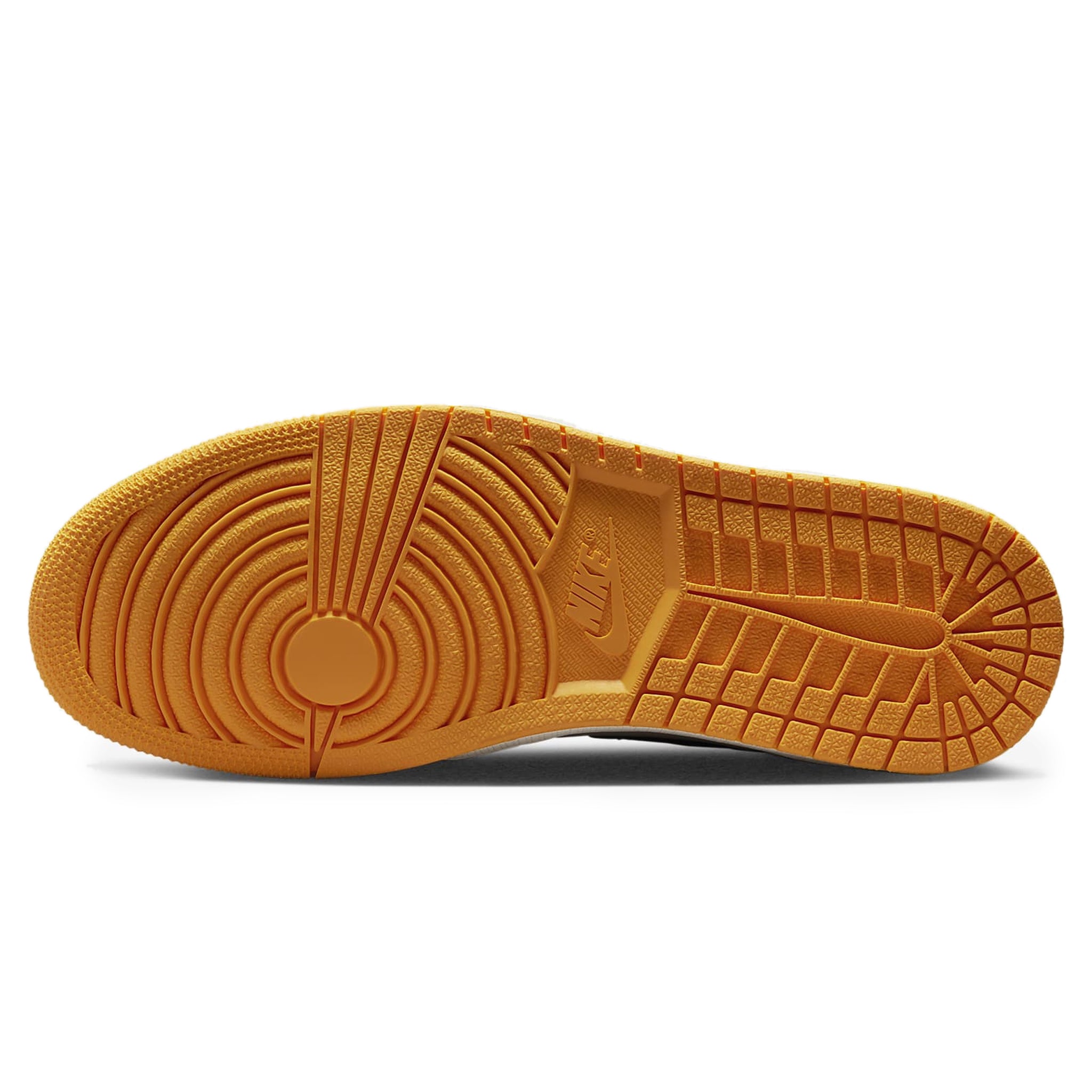 Sole view of Air Jordan 1 Retro High OG Yellow Toe Taxi 555088-711